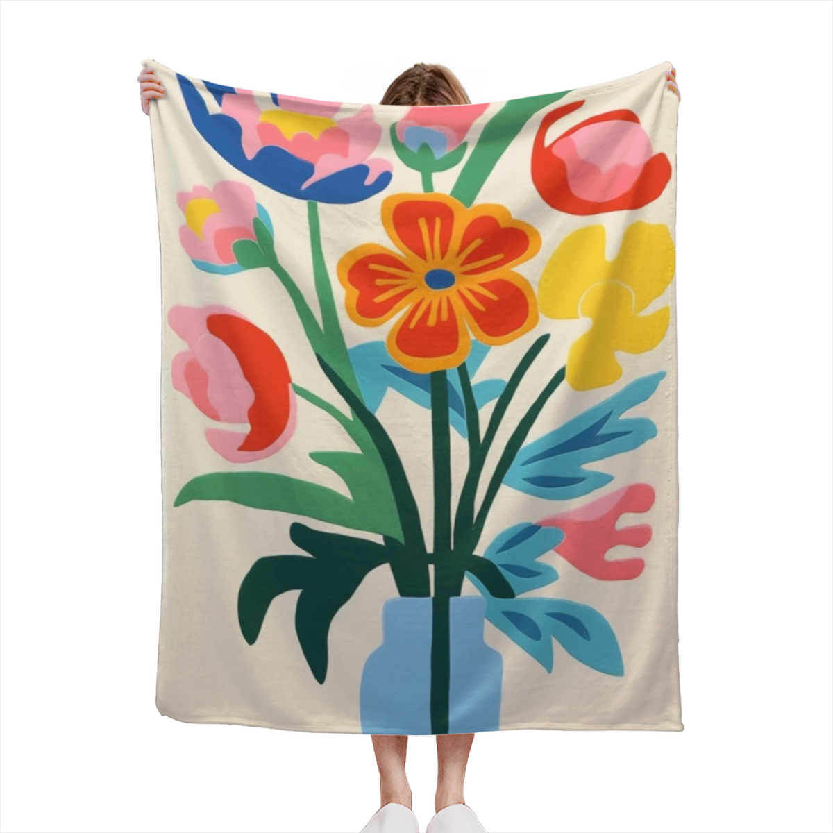 Radiant Fern Lightweight Flannel Throw in Soft Neutral