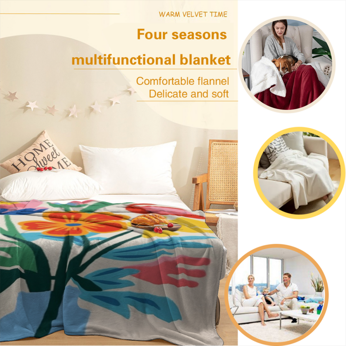 Radiant Fern Lightweight Flannel Throw in Soft Neutral