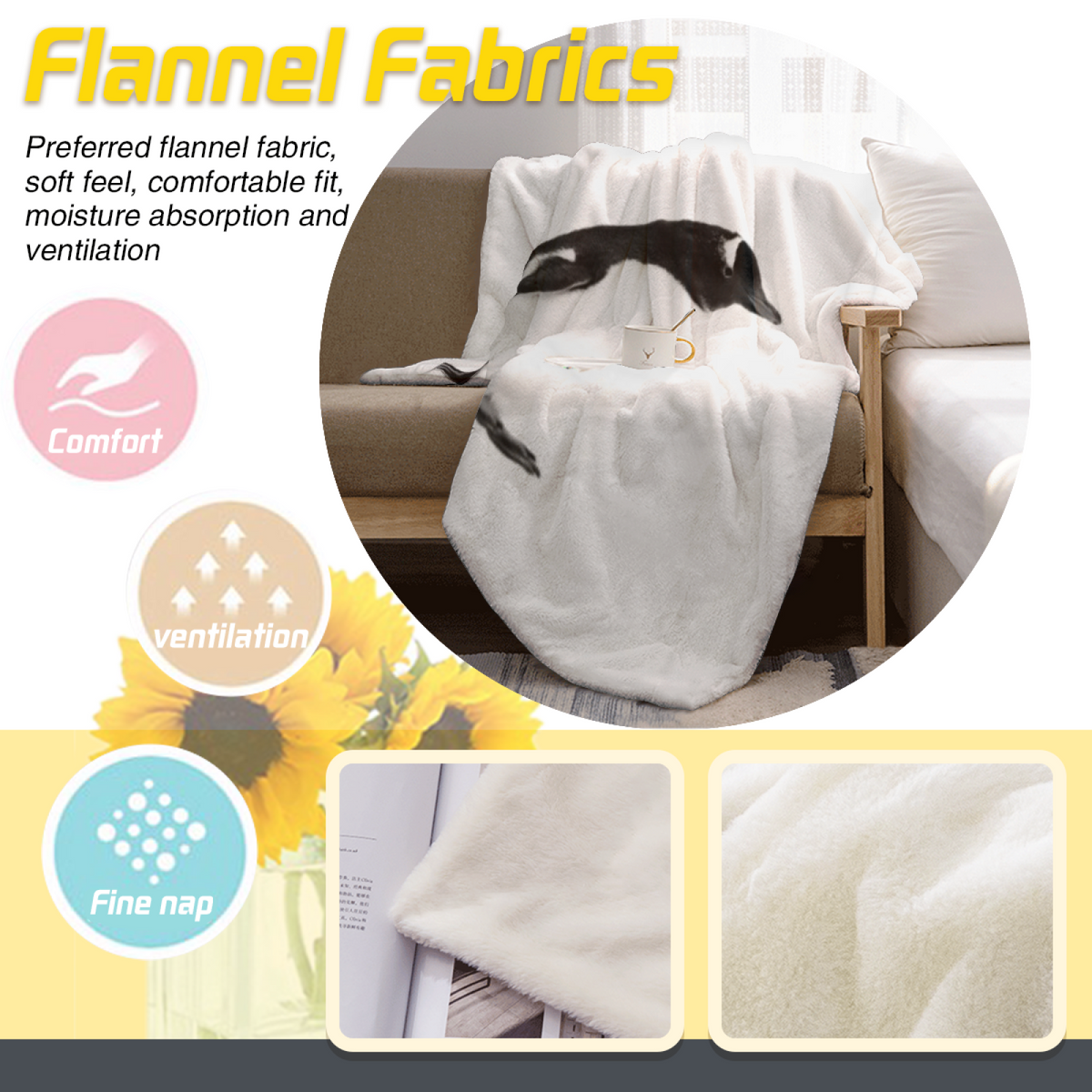Meadow Tapestry Soft Neutral Expressive Flannel Throw Blanket