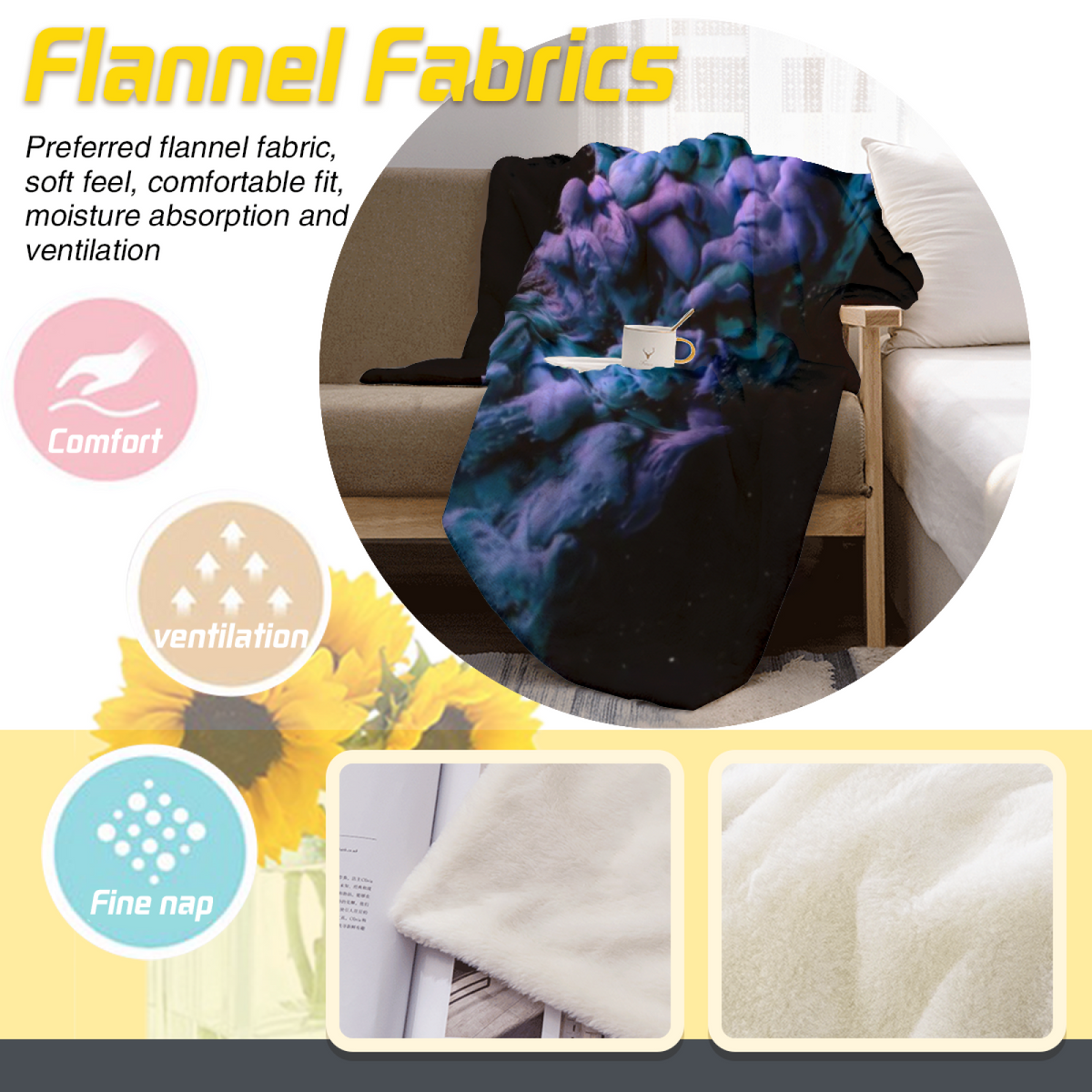 Misty Cove Expressive Print Flannel Sofa Throw in Dusty Lilac