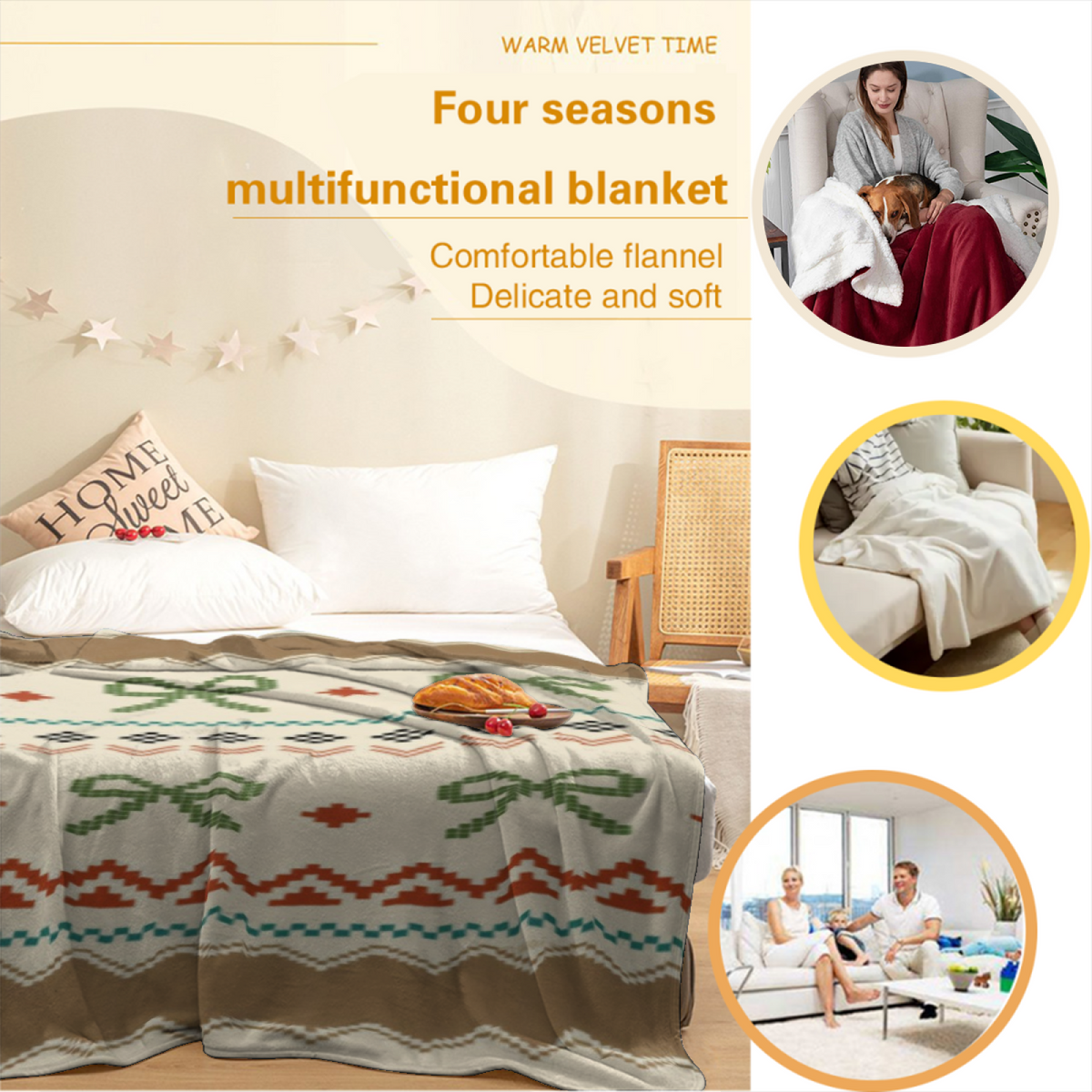 Alpine Arbor Pastel Multicolor Modern Art Flannel Throw Blanket