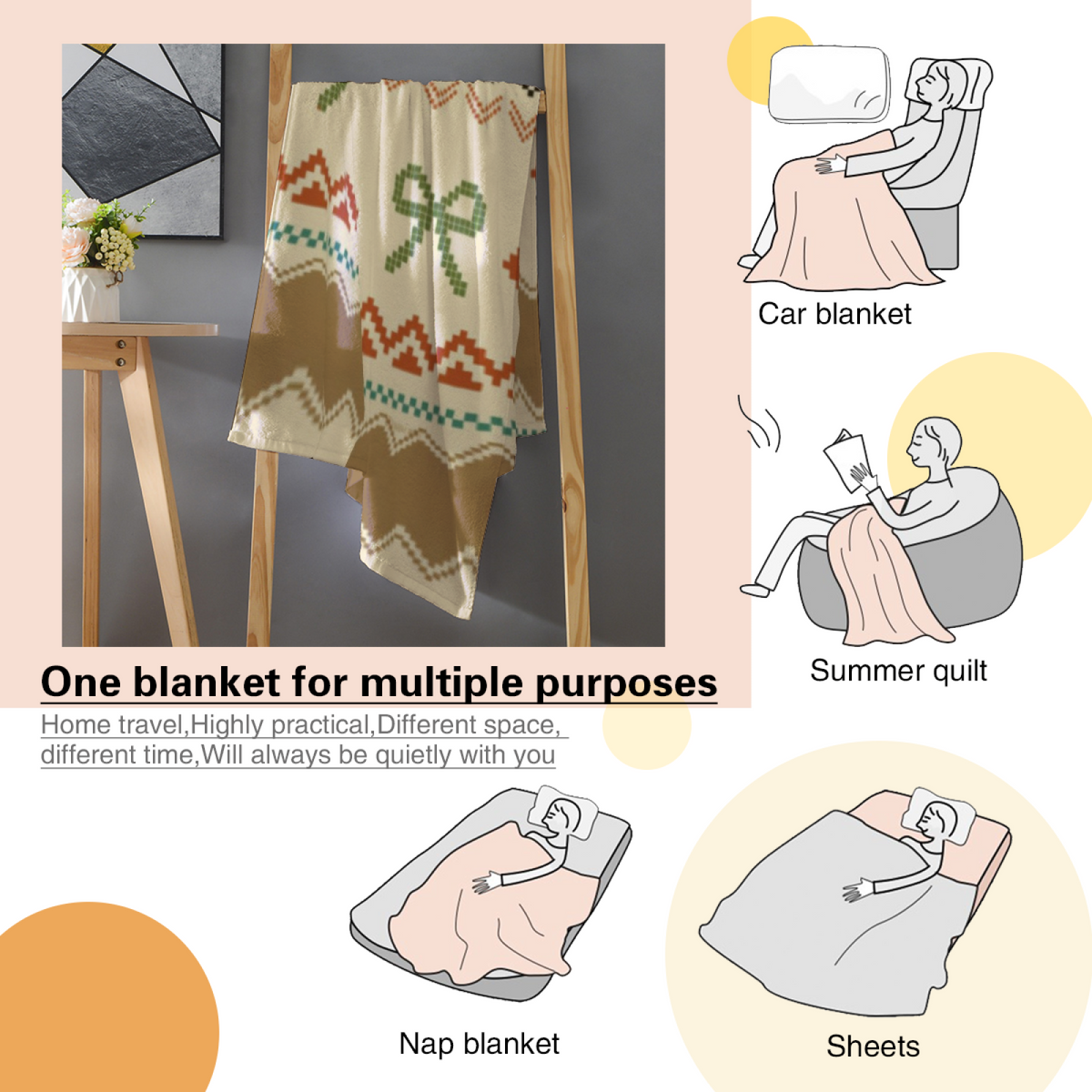Alpine Arbor Pastel Multicolor Modern Art Flannel Throw Blanket