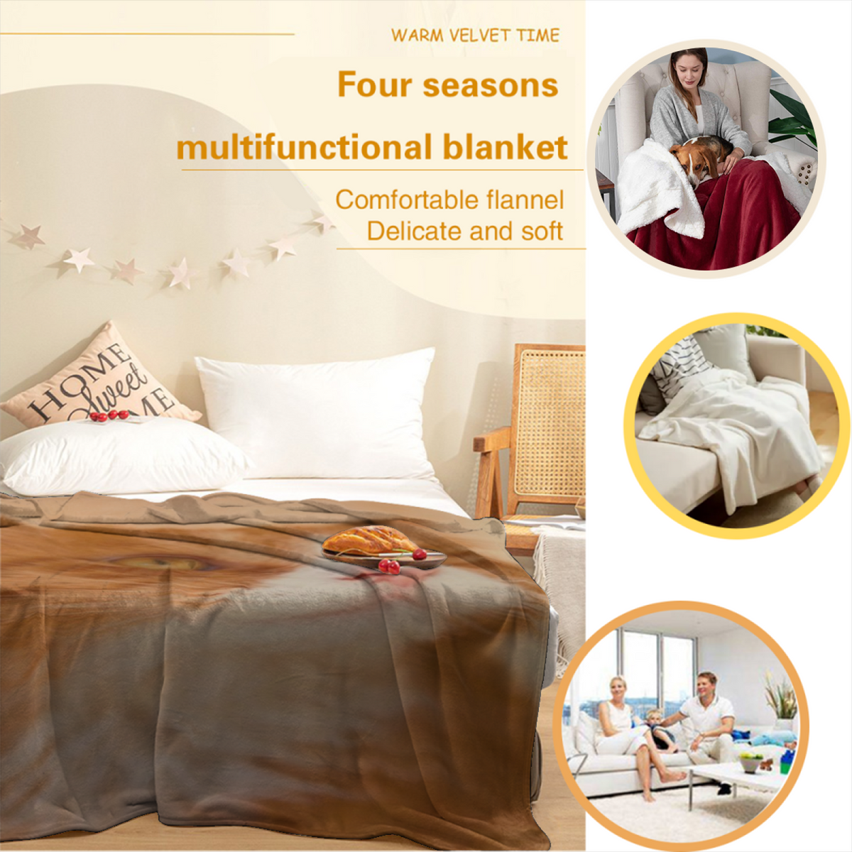 Soft Minimalist All-Season Flannel Blanket ¨C Seaside Tapestry Collection