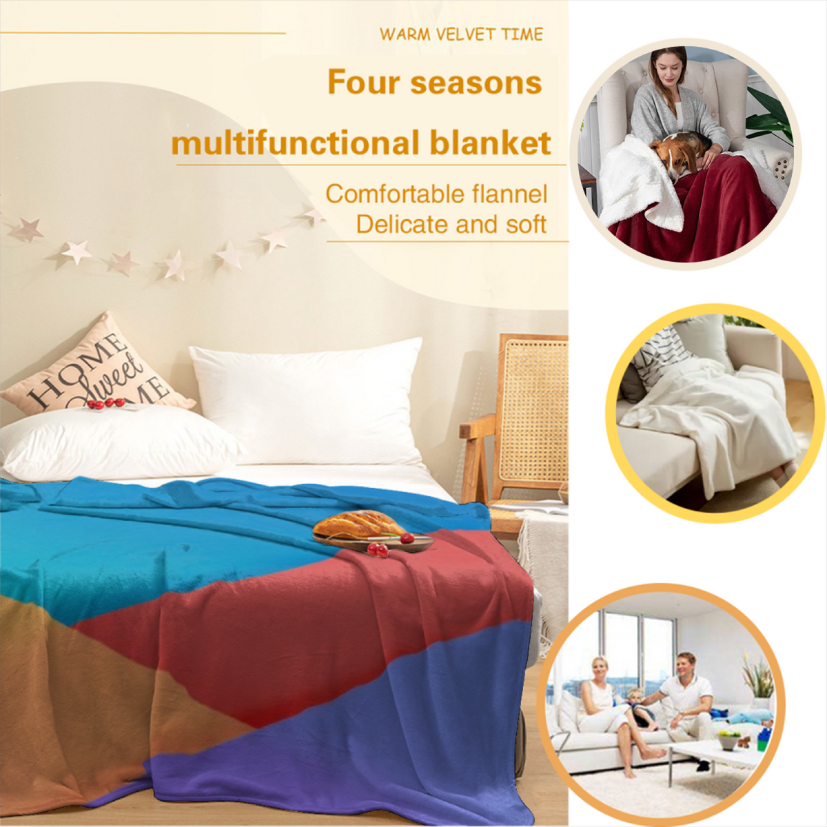 Soft Minimalist Plush Flannel Throw ¨C Sunwashed Grove Collection