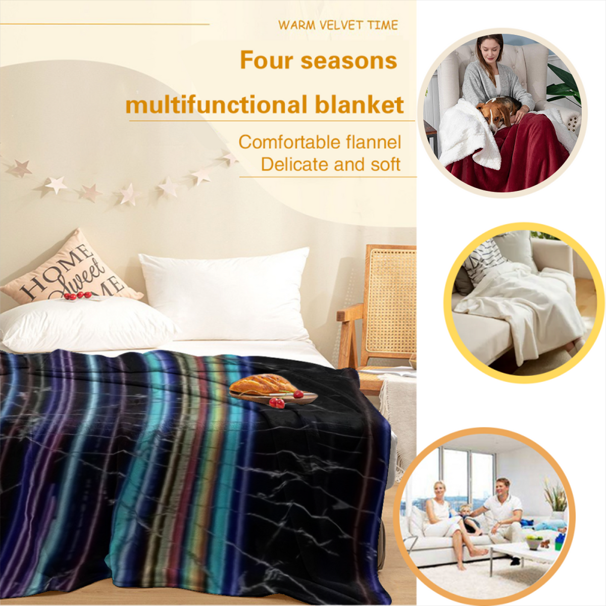 Misty Wander Inspired Flannel Sofa Throw ¨C Earthy Neutral Palette