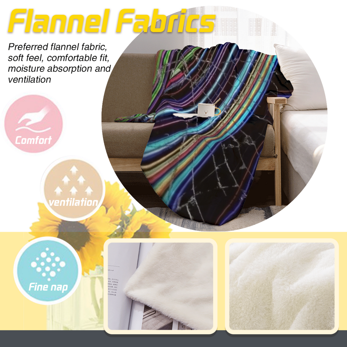 Misty Wander Inspired Flannel Sofa Throw ¨C Earthy Neutral Palette
