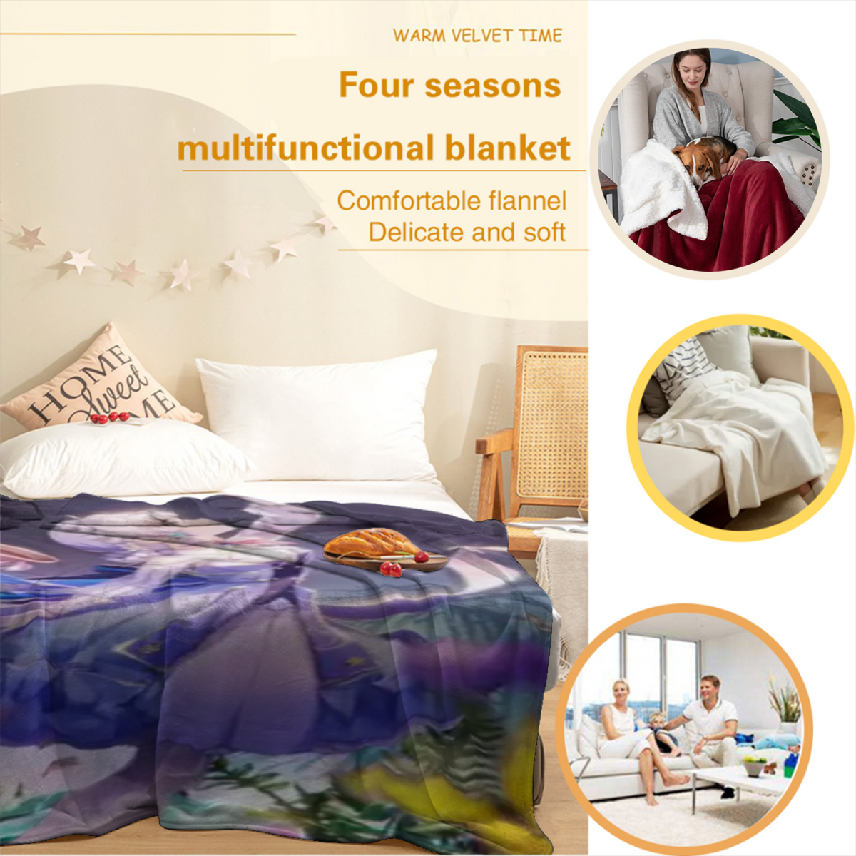Sunwashed Meadow Home Accent Soft Flannel Blanket ¨C Warm Coral