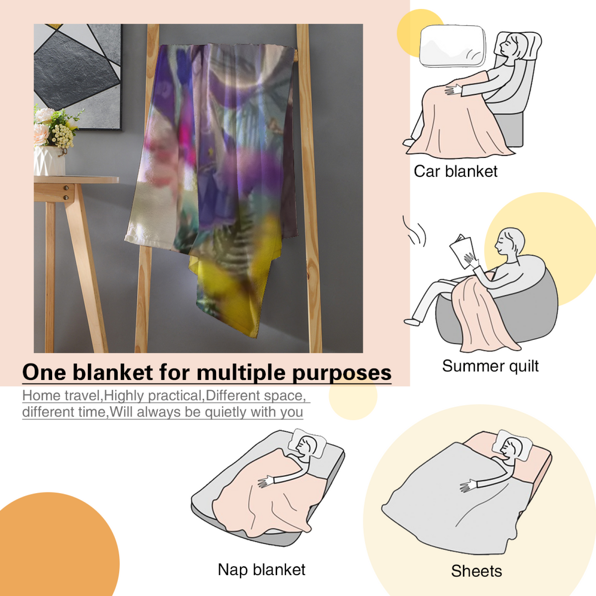 Sunwashed Meadow Home Accent Soft Flannel Blanket ¨C Warm Coral