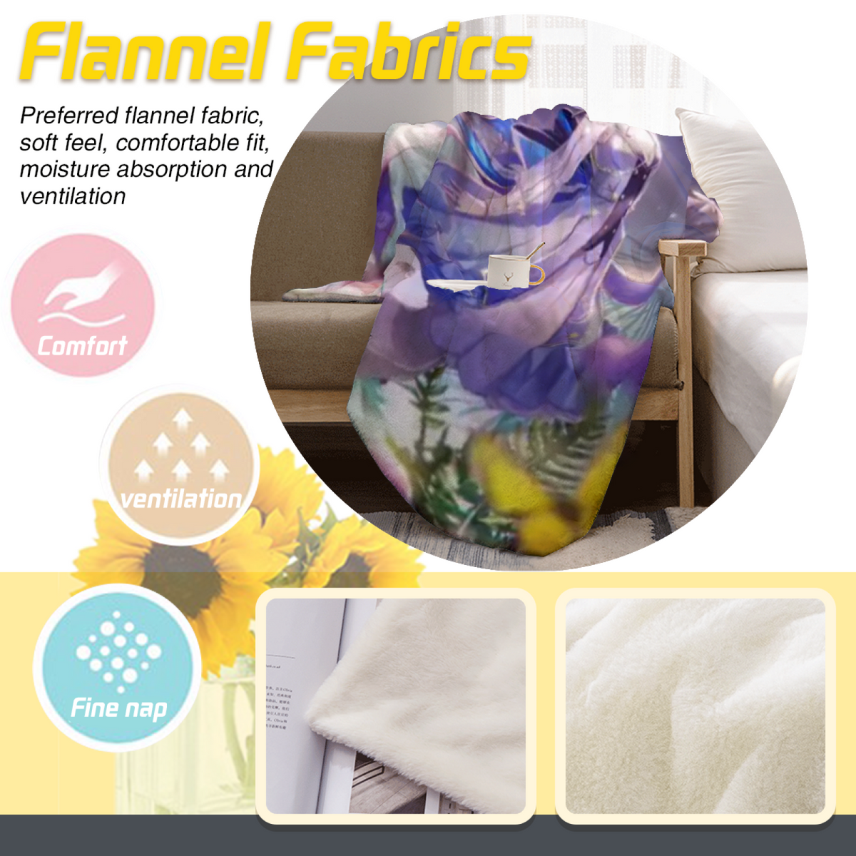 Sunwashed Meadow Home Accent Soft Flannel Blanket ¨C Warm Coral