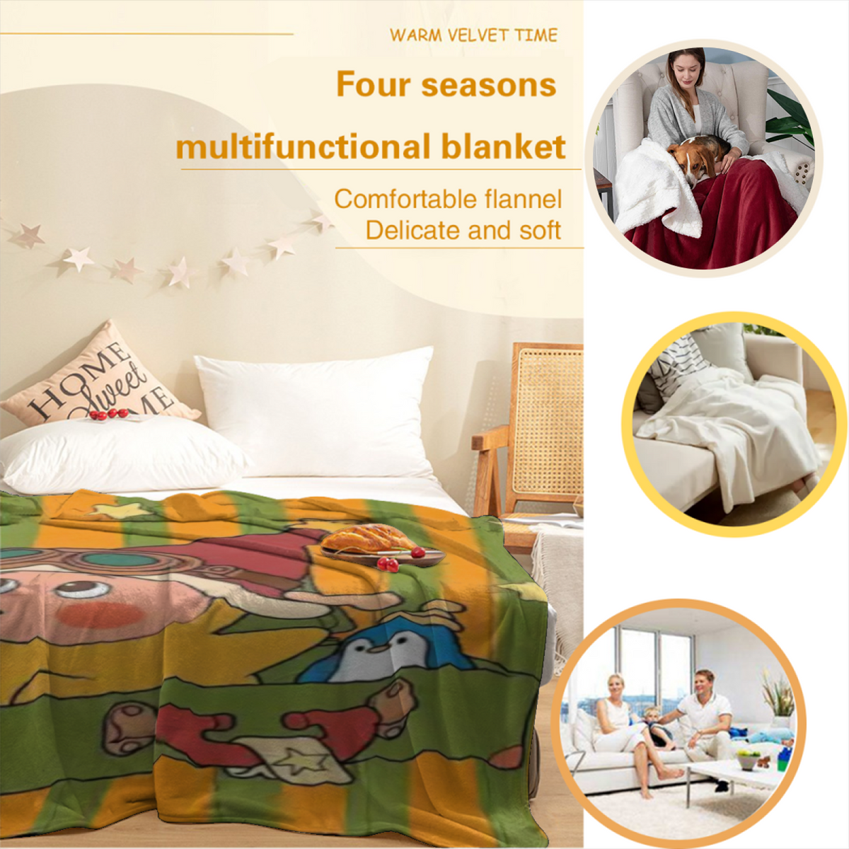Decorative Flannel Blanket with Serene Sonnet Cozy Cottage Artwork