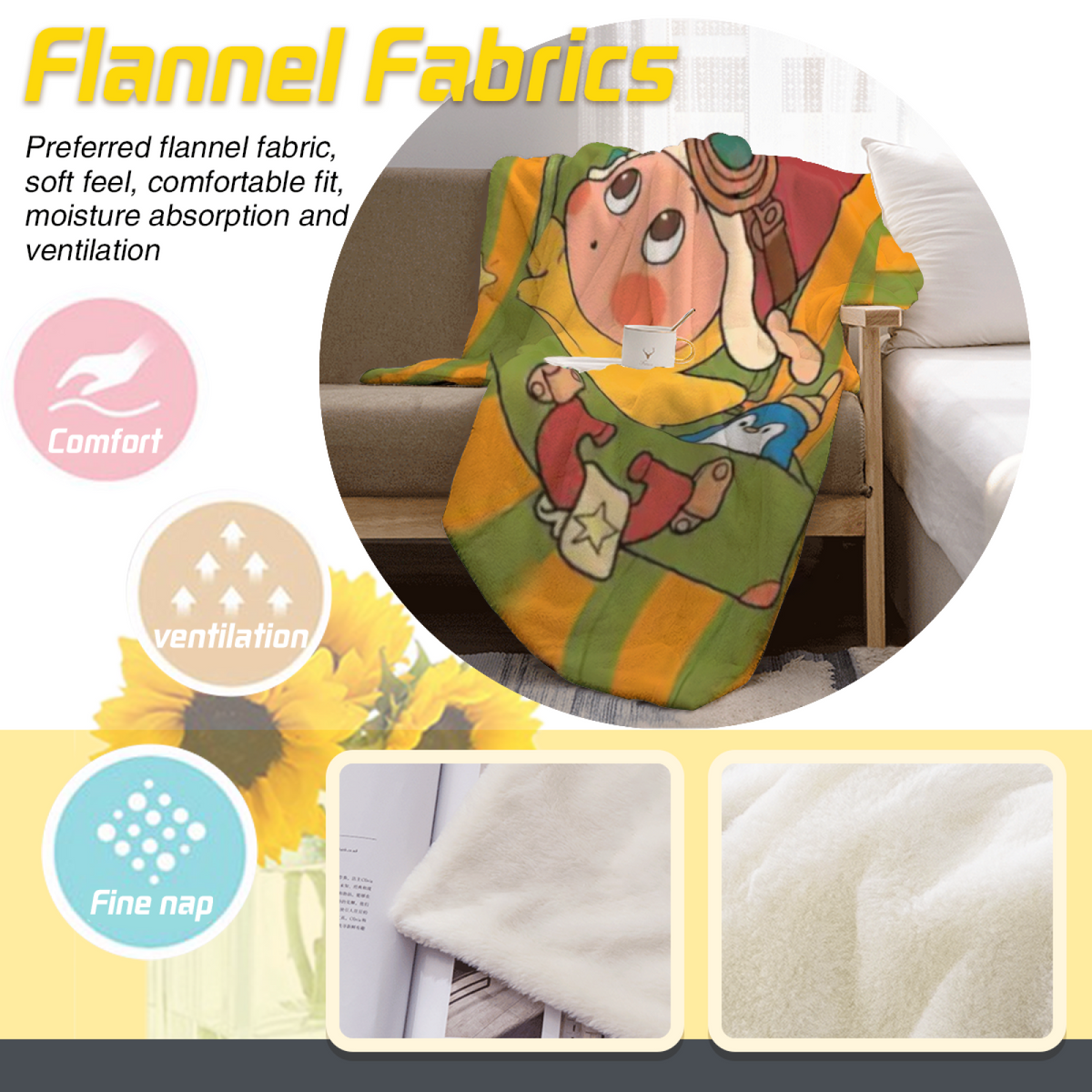 Decorative Flannel Blanket with Serene Sonnet Cozy Cottage Artwork