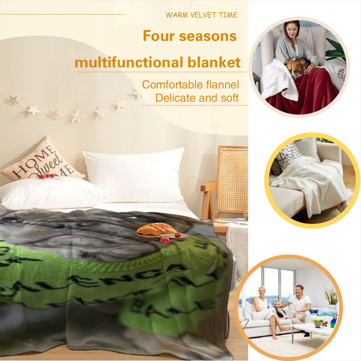 Soft Neutral Meadow Rhythm Soft Flannel Blanket