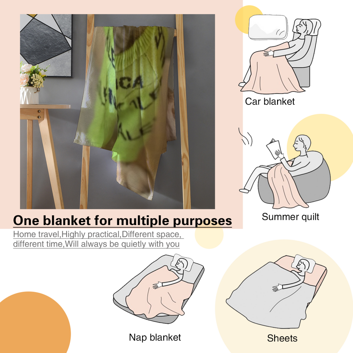 Soft Neutral Meadow Rhythm Soft Flannel Blanket