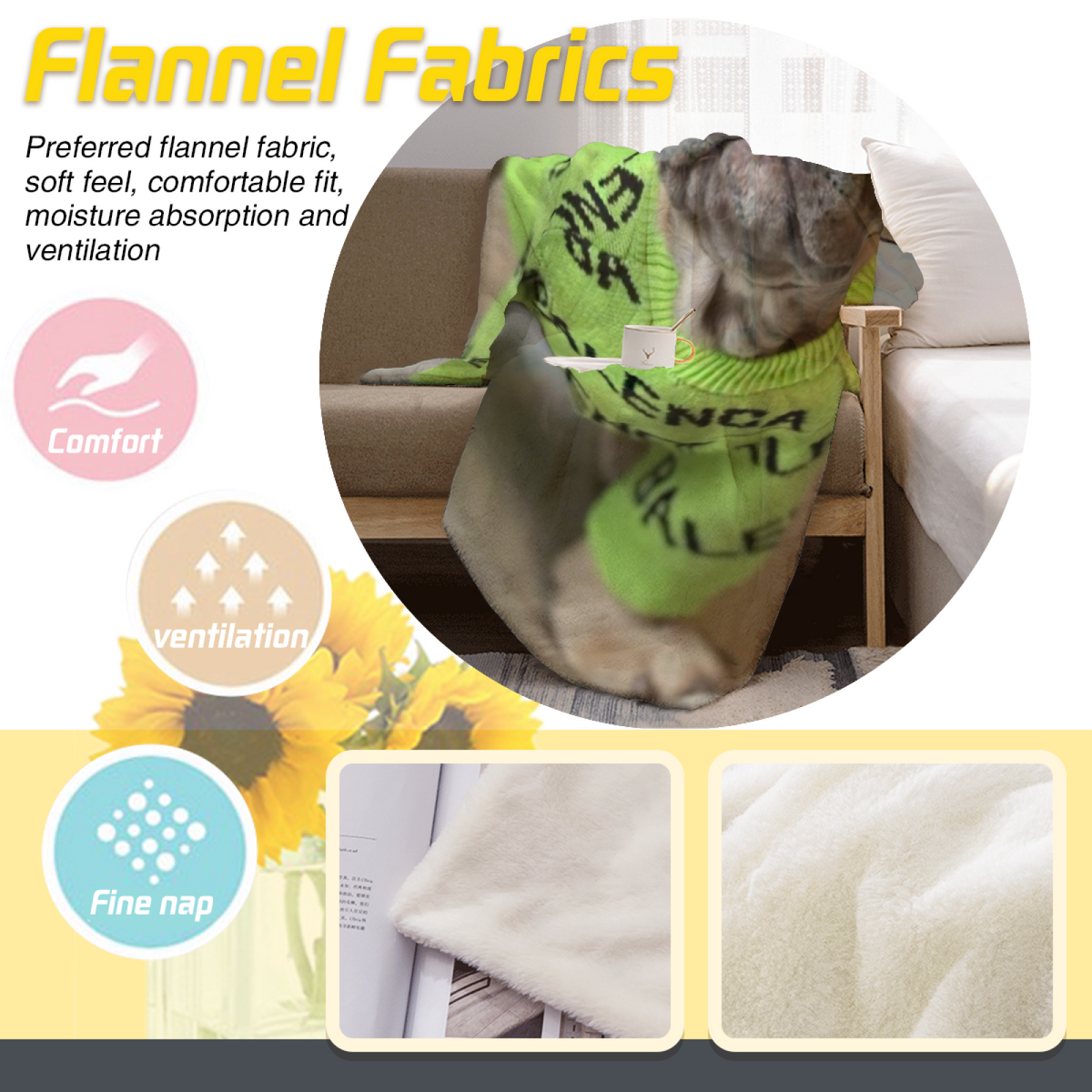 Soft Neutral Meadow Rhythm Soft Flannel Blanket