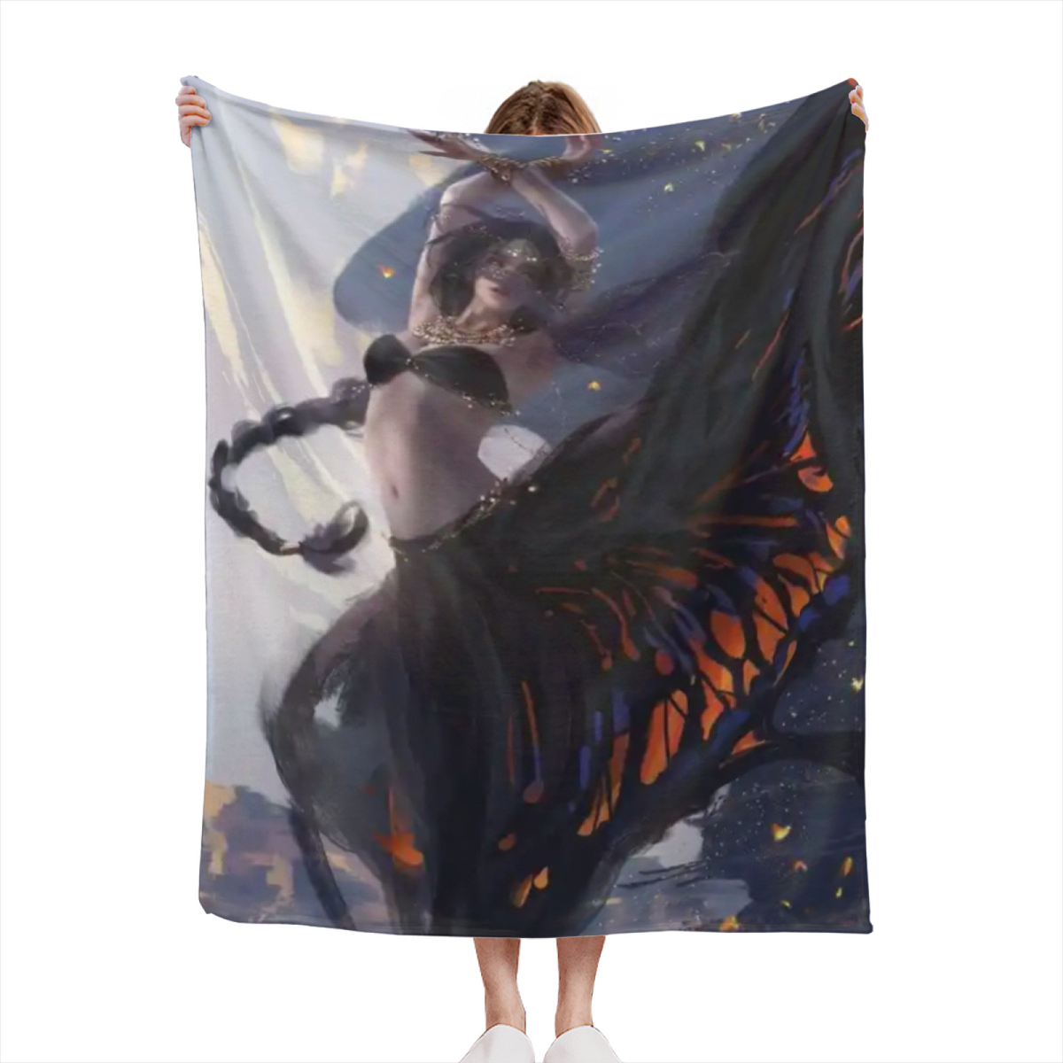 Pastel Multicolor Whimsical Decor Plush Flannel Throw ¨C Celestial Fern Edition