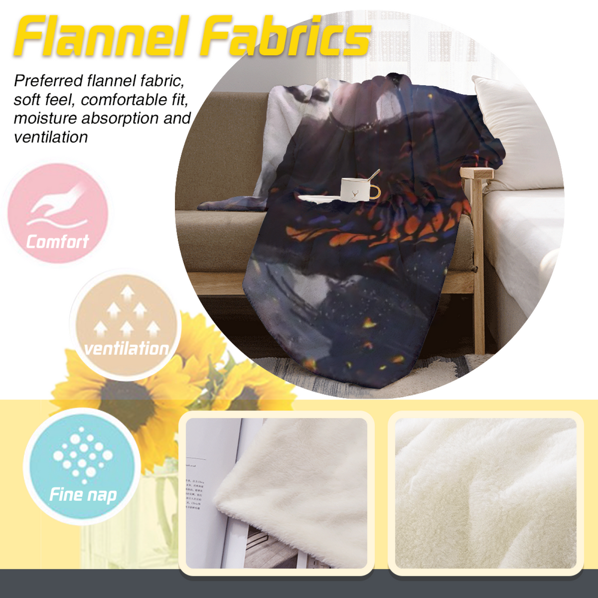 Pastel Multicolor Whimsical Decor Plush Flannel Throw ¨C Celestial Fern Edition