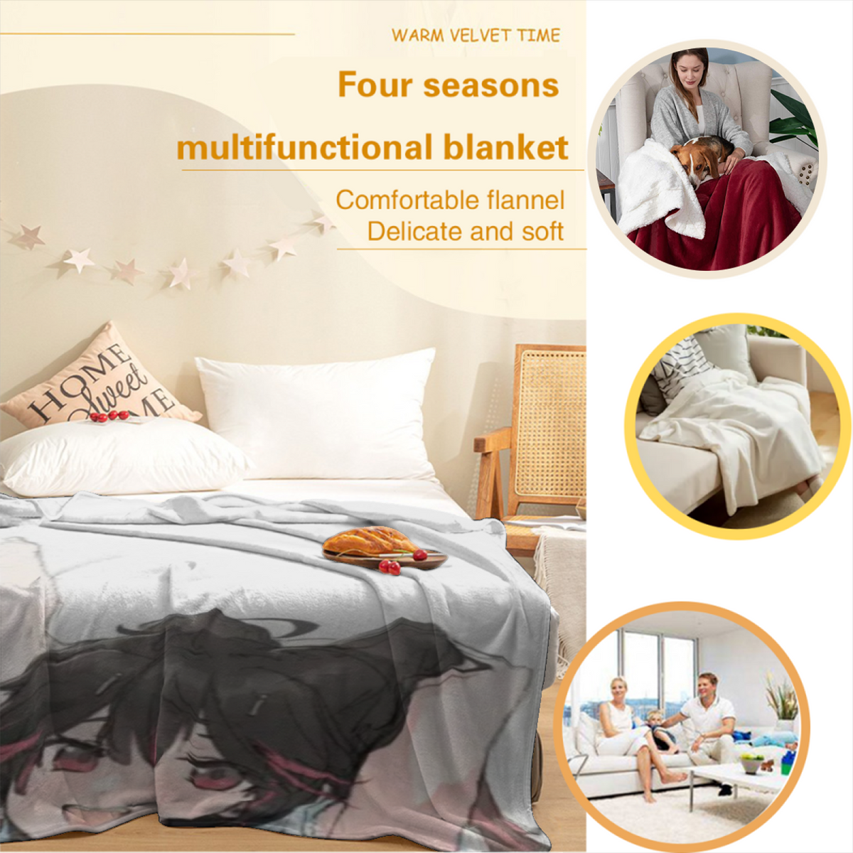 Soft Minimalist All-Season Flannel Blanket ¨C Cosmic Treasure Collection