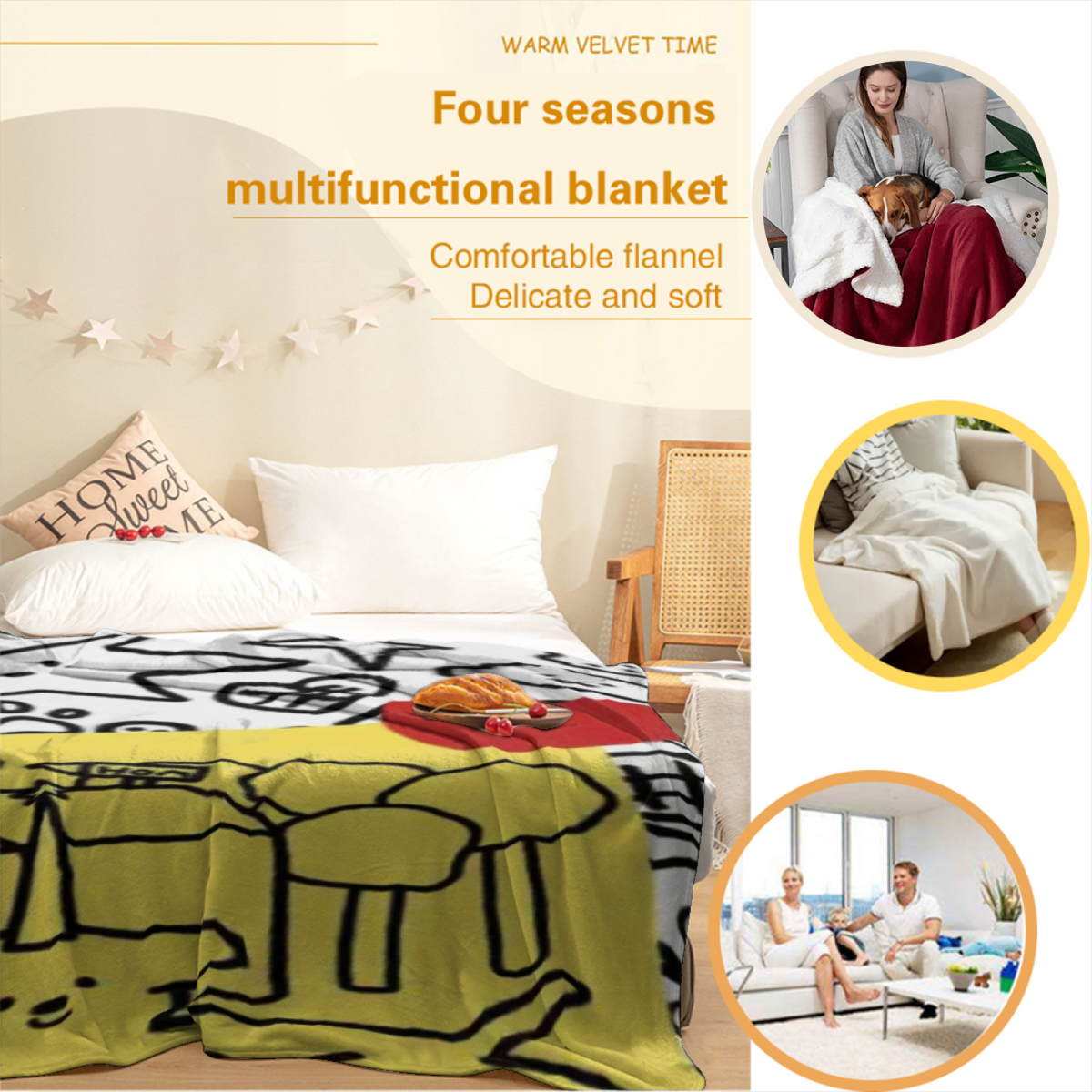 Heather Mosaic Pastel Multicolor Modern Art Decorative Flannel Blanket