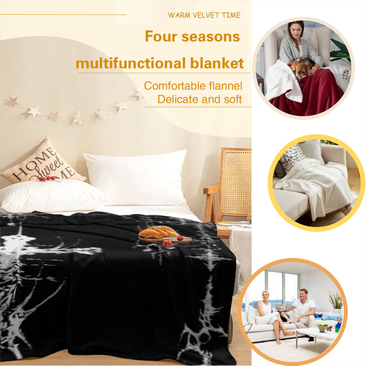 Hazy Valley Inspired Cozy Flannel Bed Blanket ¨C Earthy Neutral Palette