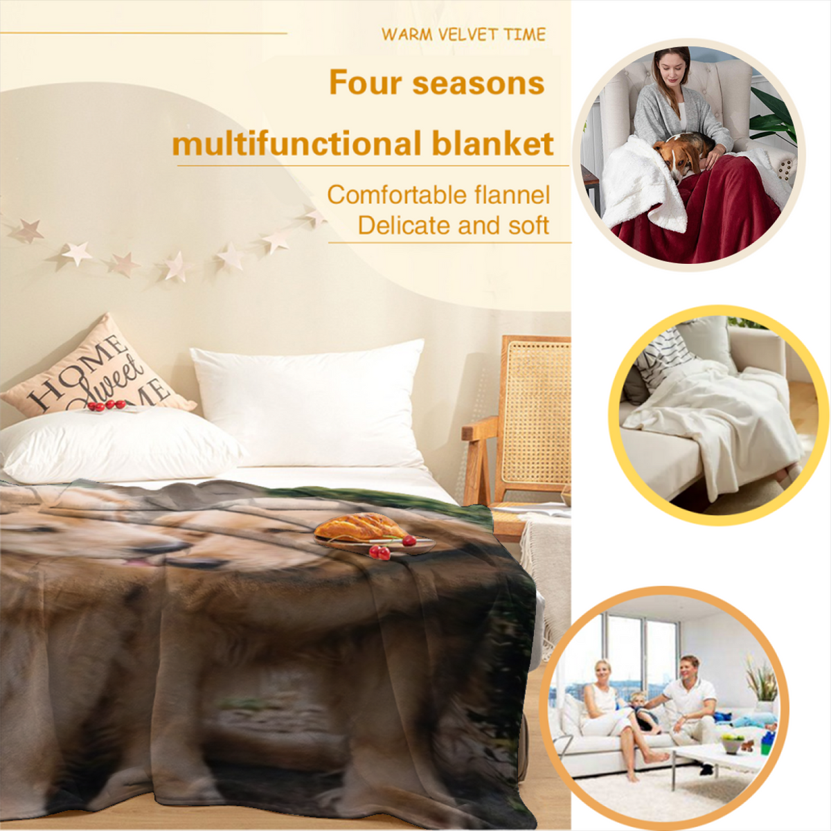Velvet Sketch Dreamy Pattern All-Season Flannel Blanket