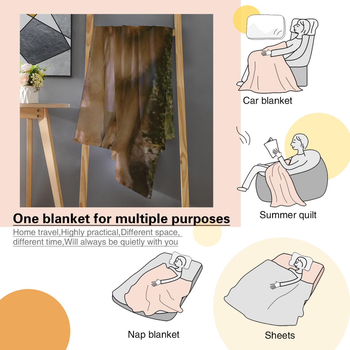 Velvet Sketch Dreamy Pattern All-Season Flannel Blanket