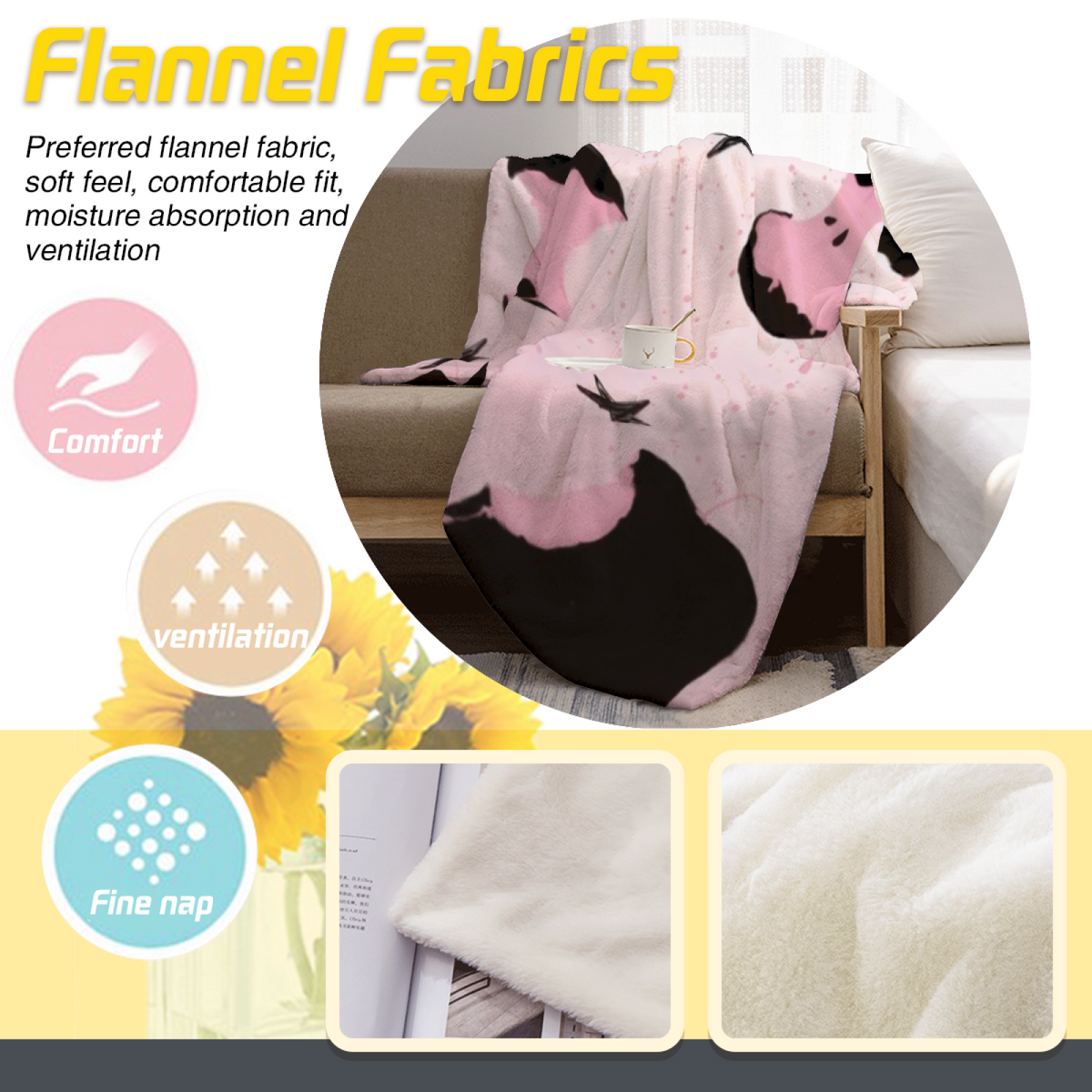 Decorative Flannel Blanket with Heather Harbor Cozy Cottage Artwork