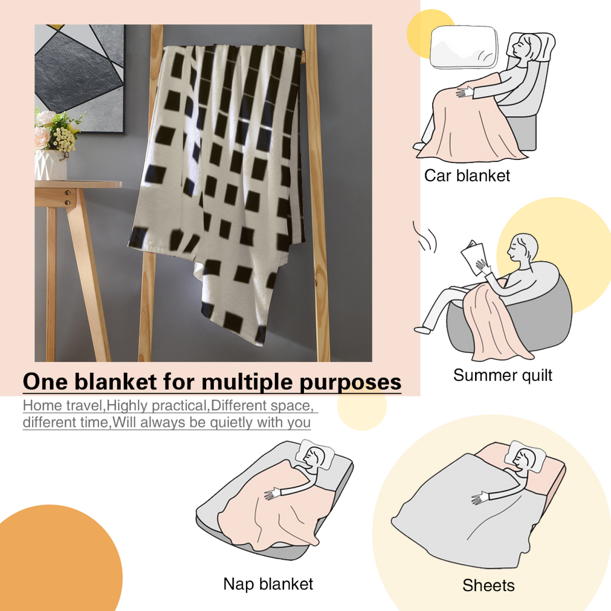 Meadow Petal Soft Neutral Art Lightweight Flannel Throw