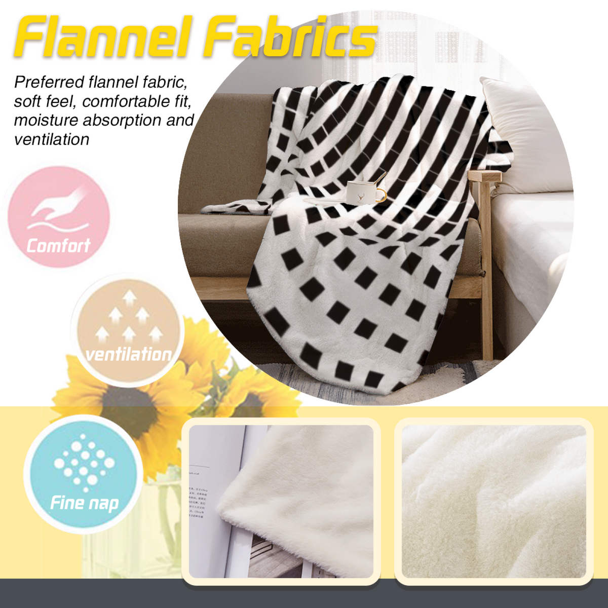 Meadow Petal Soft Neutral Art Lightweight Flannel Throw