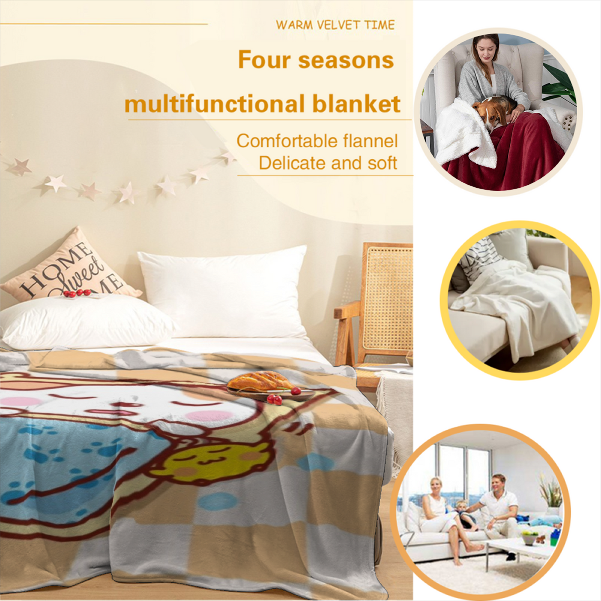 Sunwashed & Fable Playful Graphic All-Season Flannel Blanket