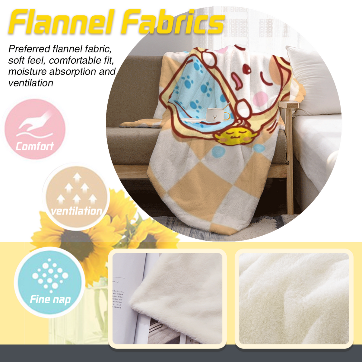 Sunwashed & Fable Playful Graphic All-Season Flannel Blanket