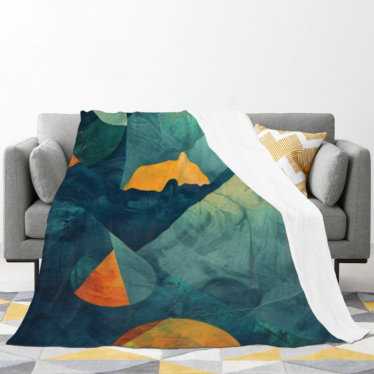 Ember Echo Retro Pattern Decorative Flannel Blanket