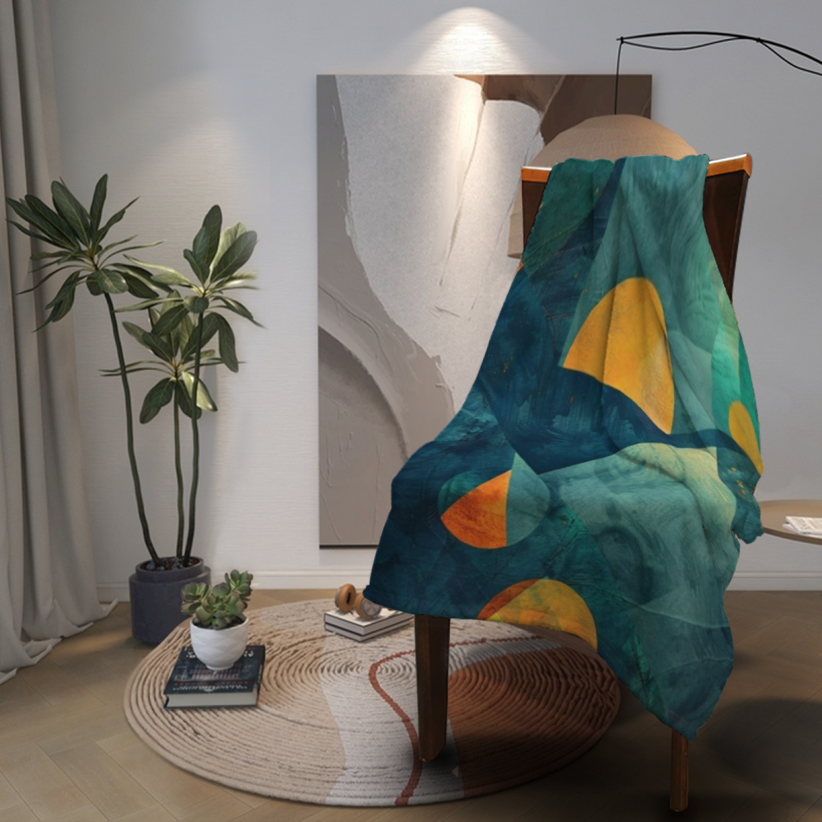 Ember Echo Retro Pattern Decorative Flannel Blanket