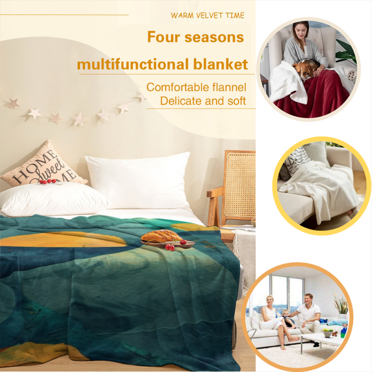 Ember Echo Retro Pattern Decorative Flannel Blanket