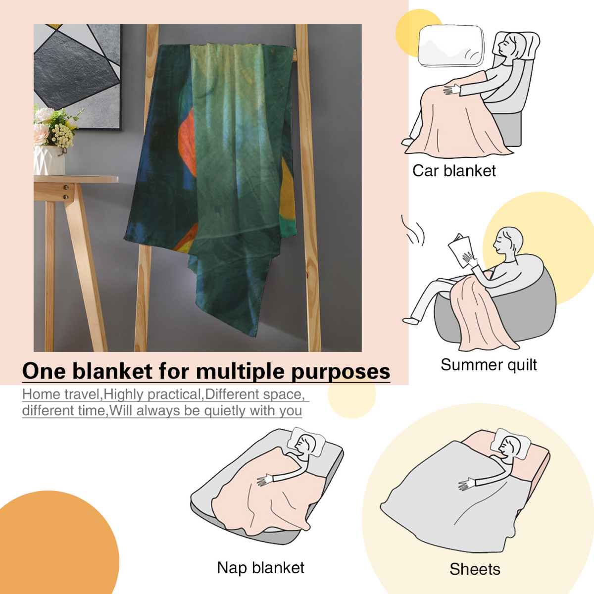 Ember Echo Retro Pattern Decorative Flannel Blanket