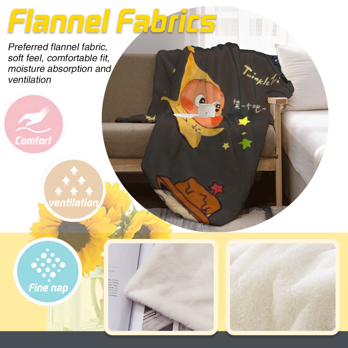 Orchard Harbor Pastel Multicolor Modern Art Flannel Throw Blanket
