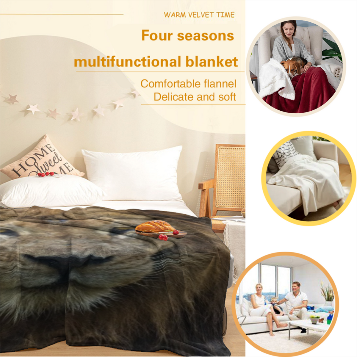 Ember Glow Soft Neutral Art Flannel Throw Blanket