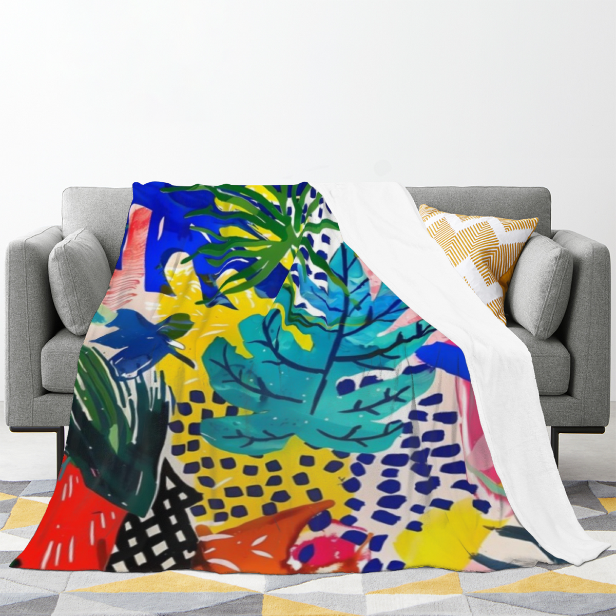 Lagoon Meadow Soft Neutral Art Lightweight Flannel Throw