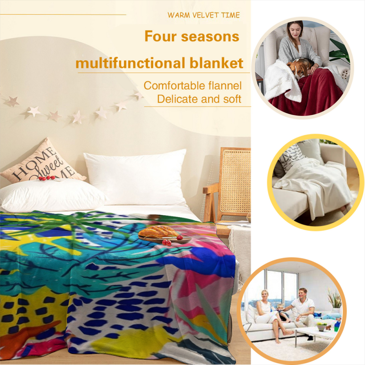 Lagoon Meadow Soft Neutral Art Lightweight Flannel Throw
