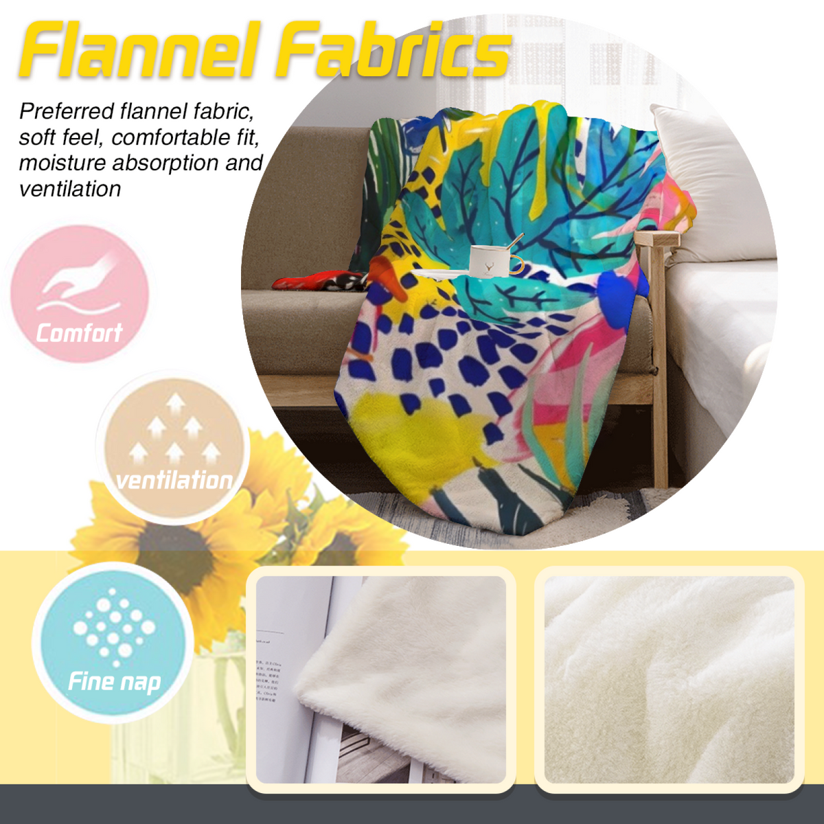 Lagoon Meadow Soft Neutral Art Lightweight Flannel Throw
