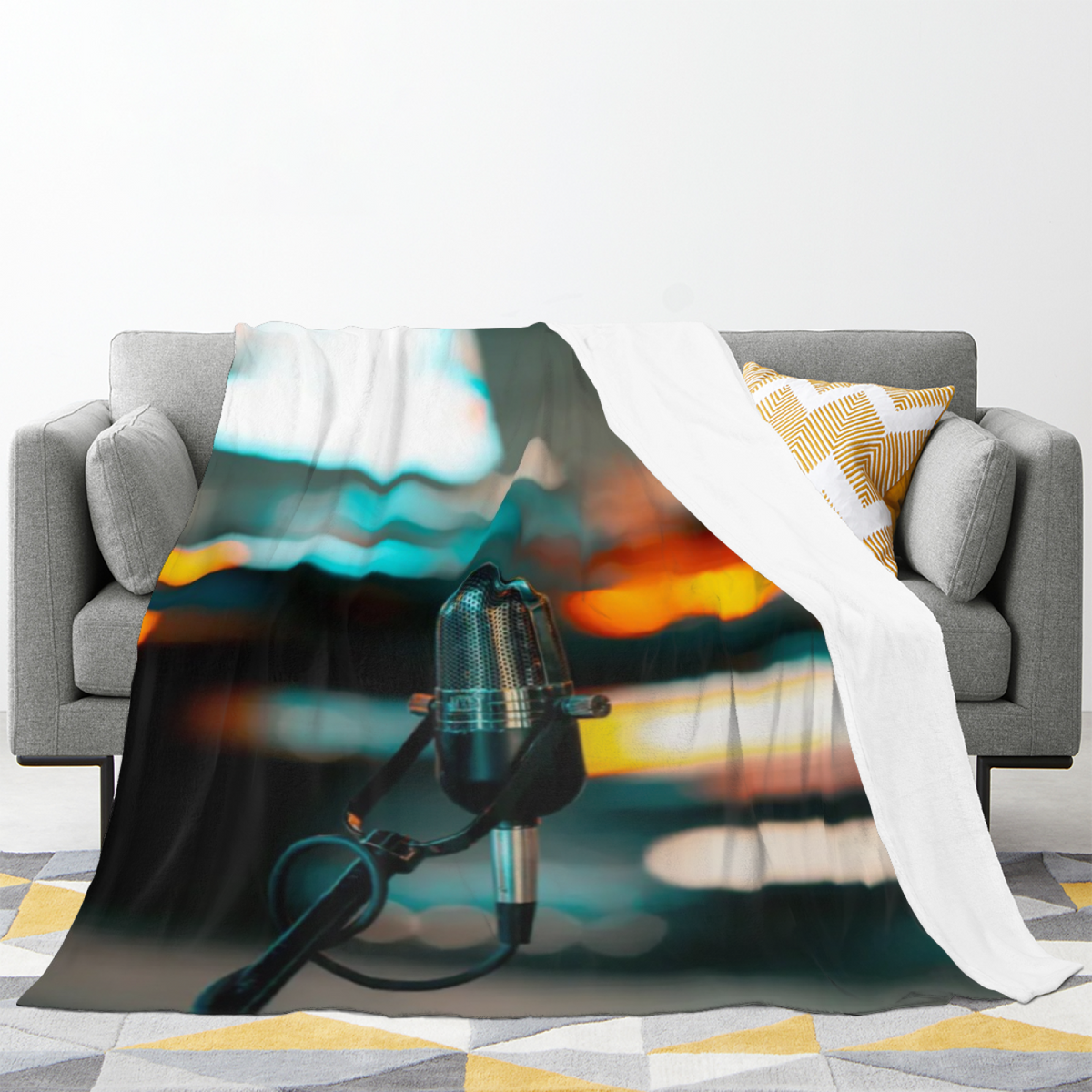 Electric Whisper Inspired Cozy Flannel Bed Blanket ¨C Earthy Neutral Palette