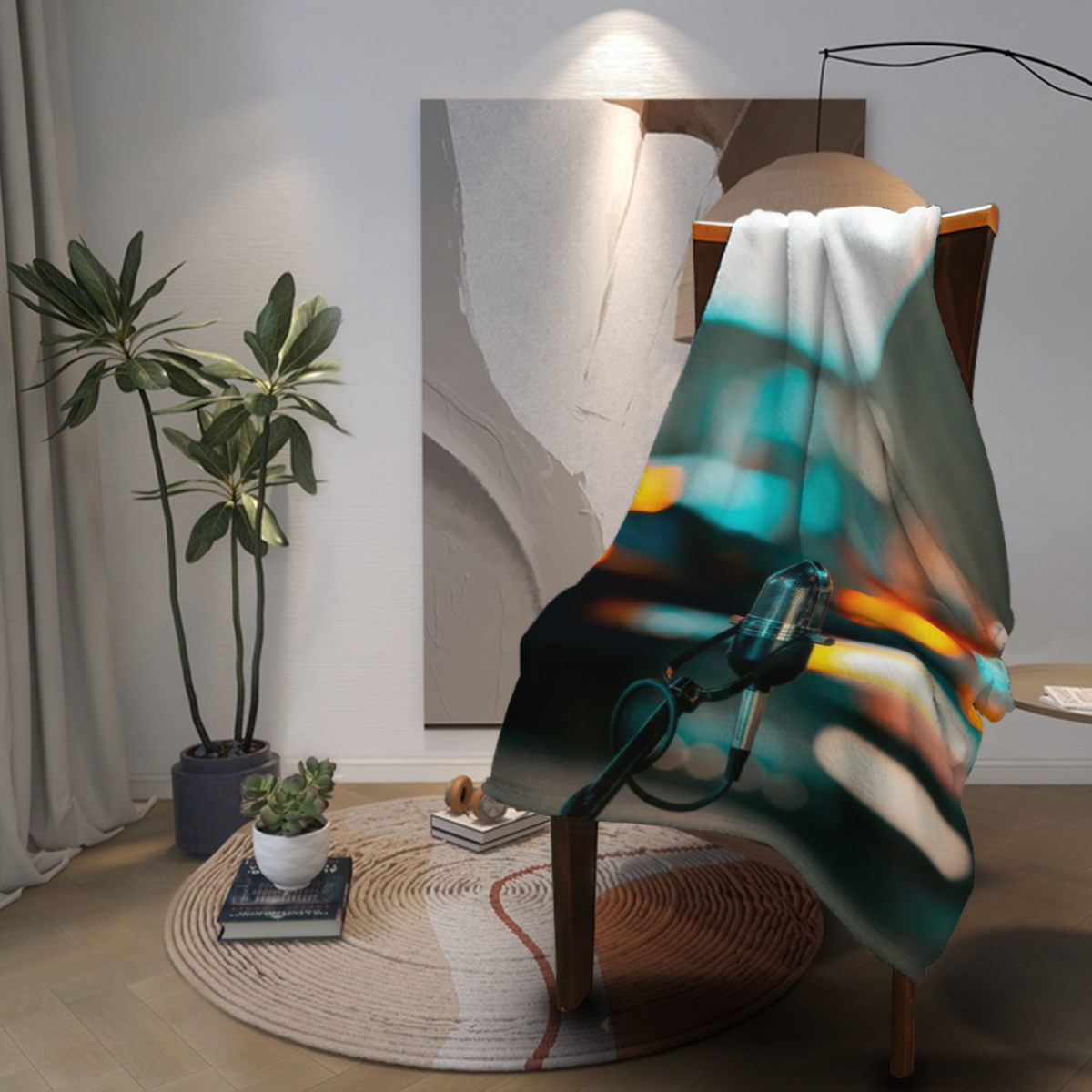 Electric Whisper Inspired Cozy Flannel Bed Blanket ¨C Earthy Neutral Palette