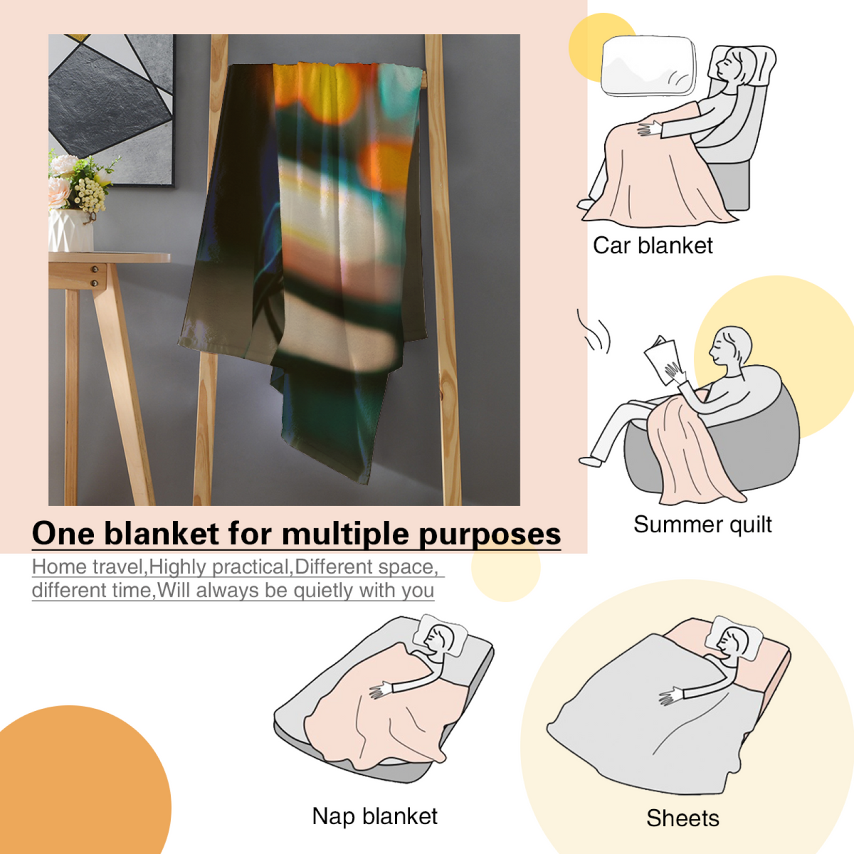 Electric Whisper Inspired Cozy Flannel Bed Blanket ¨C Earthy Neutral Palette