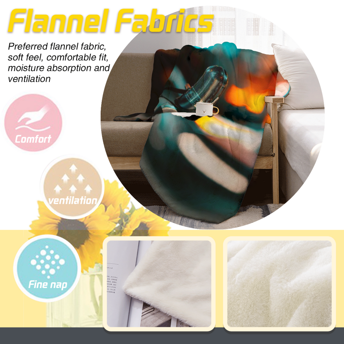 Electric Whisper Inspired Cozy Flannel Bed Blanket ¨C Earthy Neutral Palette