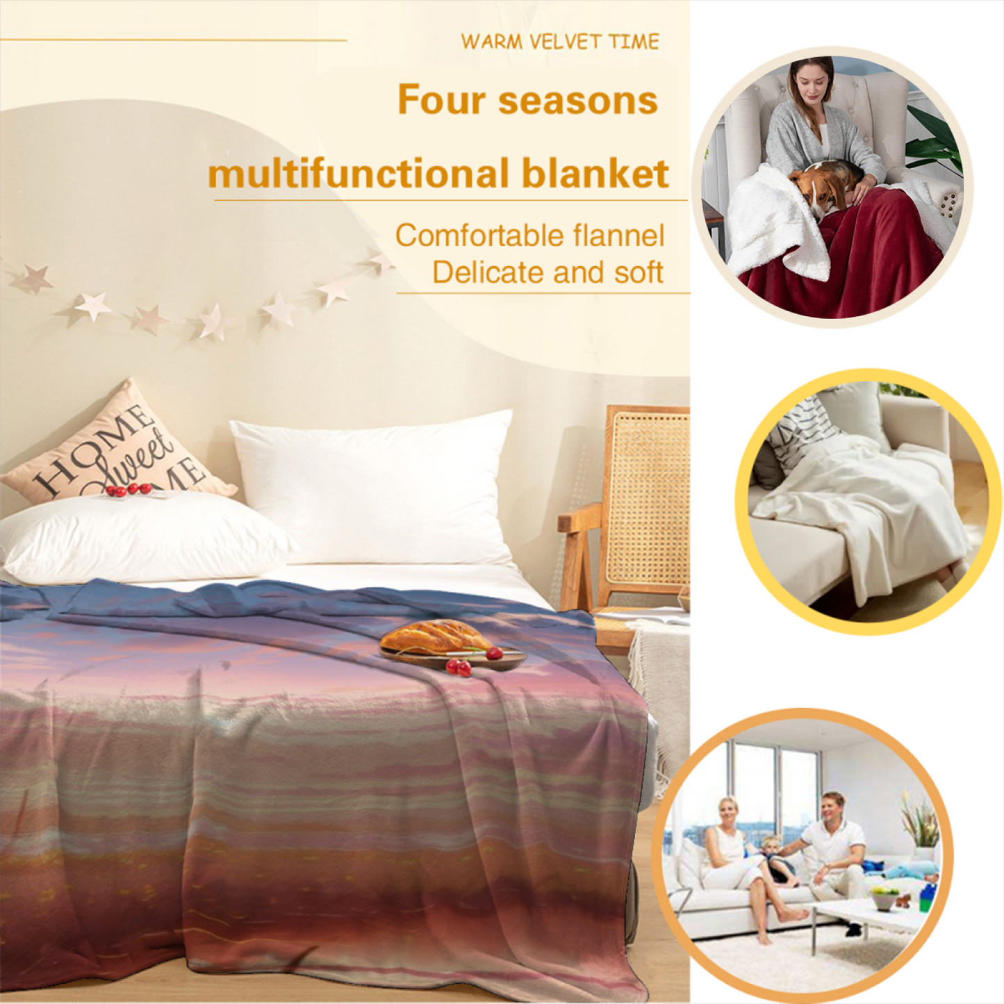 Colorful Artistic Graphic Throw Blanket ¨C Contemporary Decorative Cozy Blanket