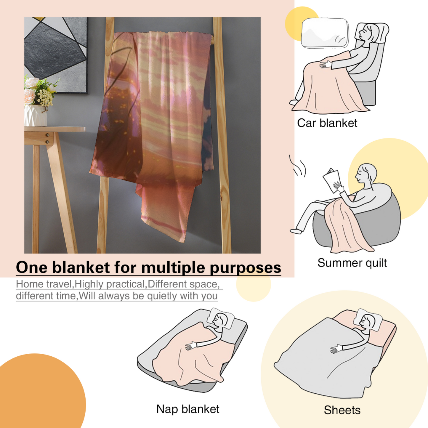 Colorful Artistic Graphic Throw Blanket ¨C Contemporary Decorative Cozy Blanket