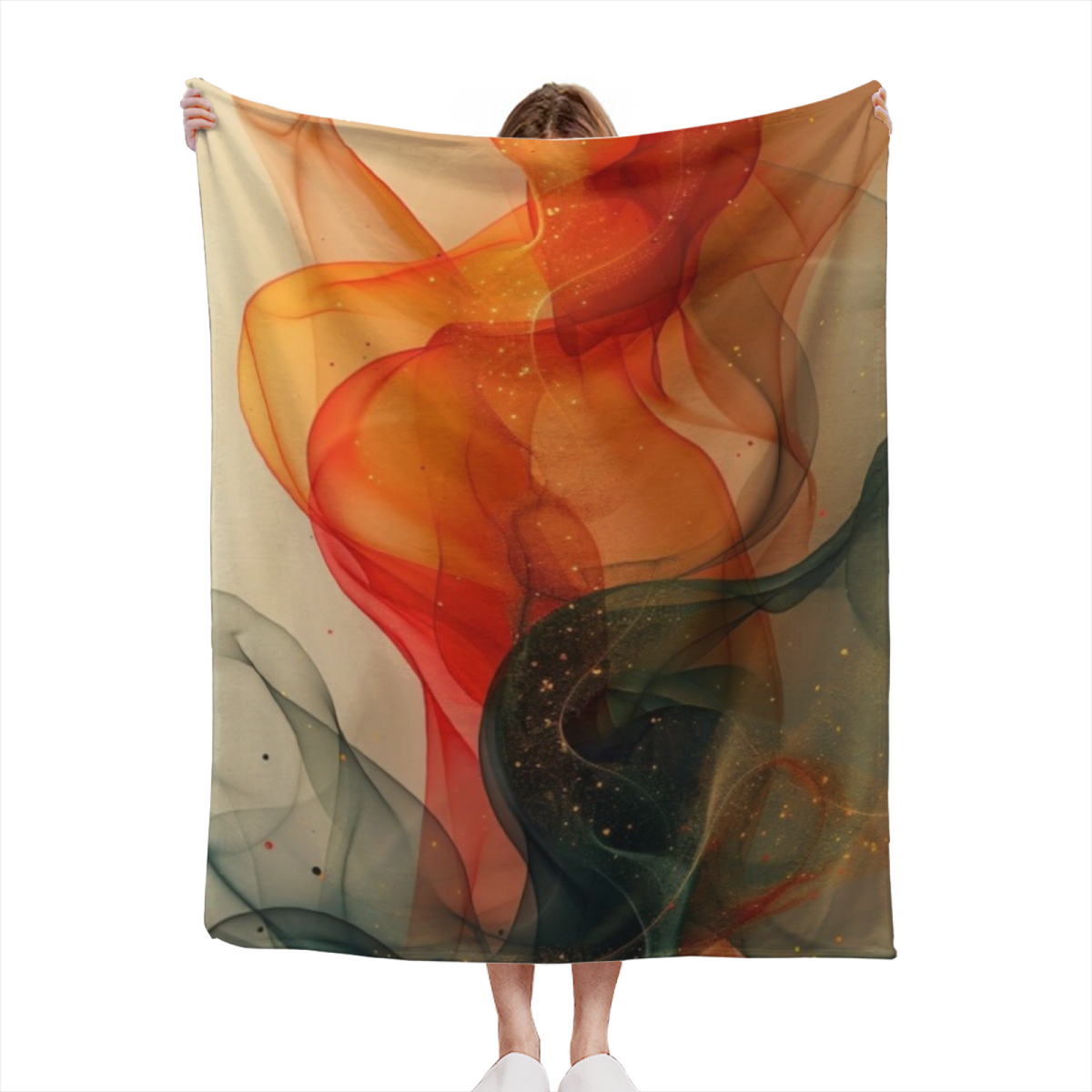 Rosewood Reverie Soft Neutral Art Flannel Throw Blanket