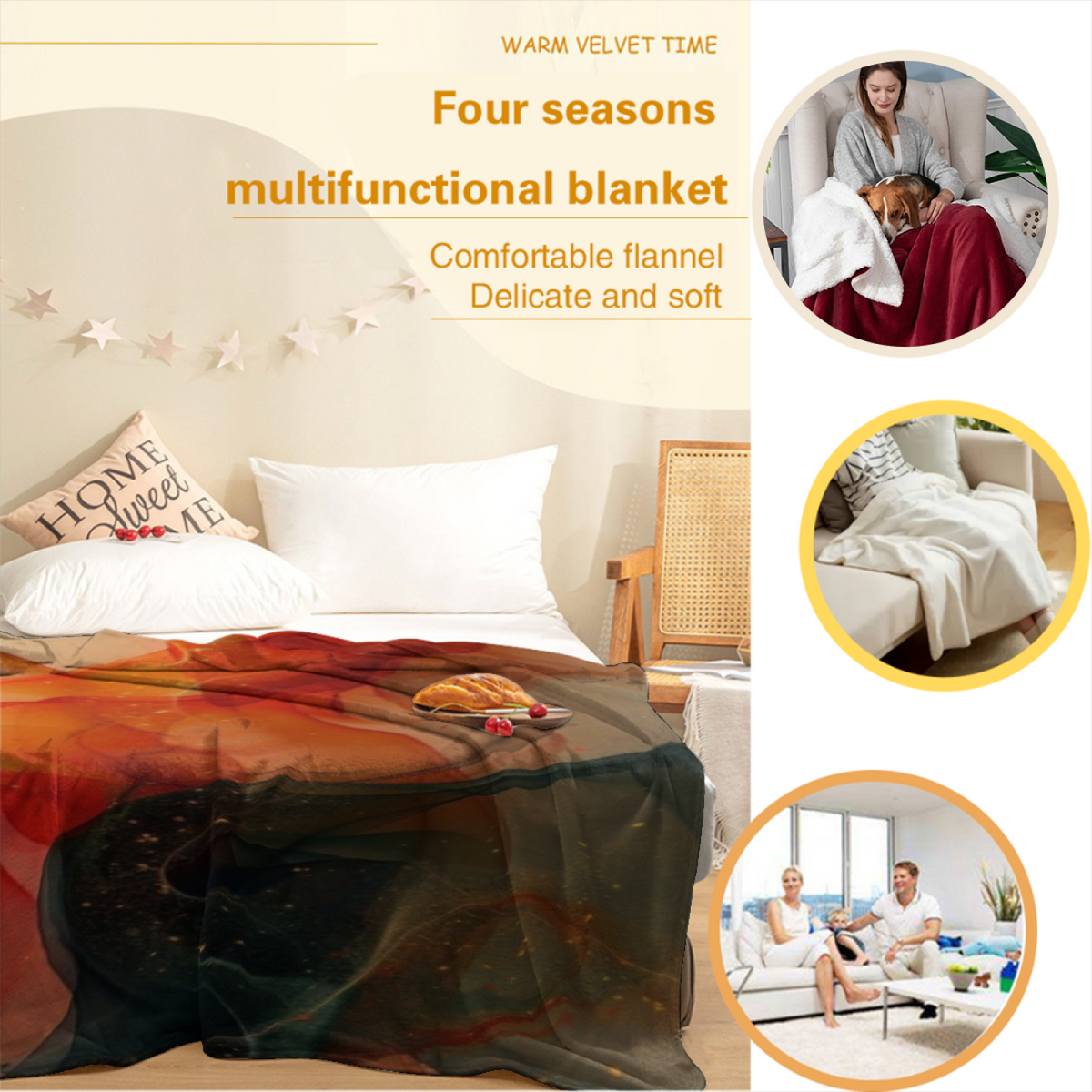 Rosewood Reverie Soft Neutral Art Flannel Throw Blanket