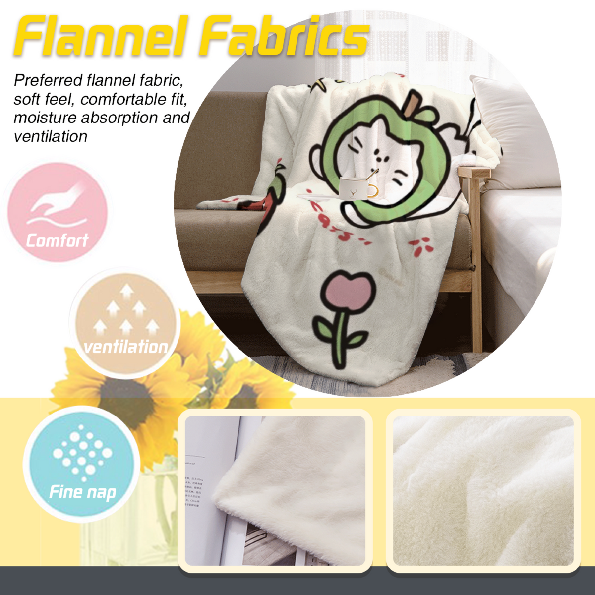 Gilded Rhapsody Creamy Ivory Art Flannel Throw Blanket