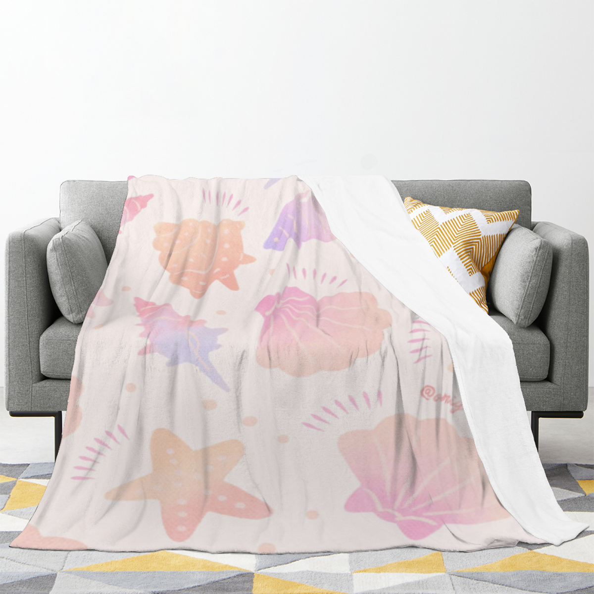 Ivory Golden Mosaic All-Season Flannel Blanket