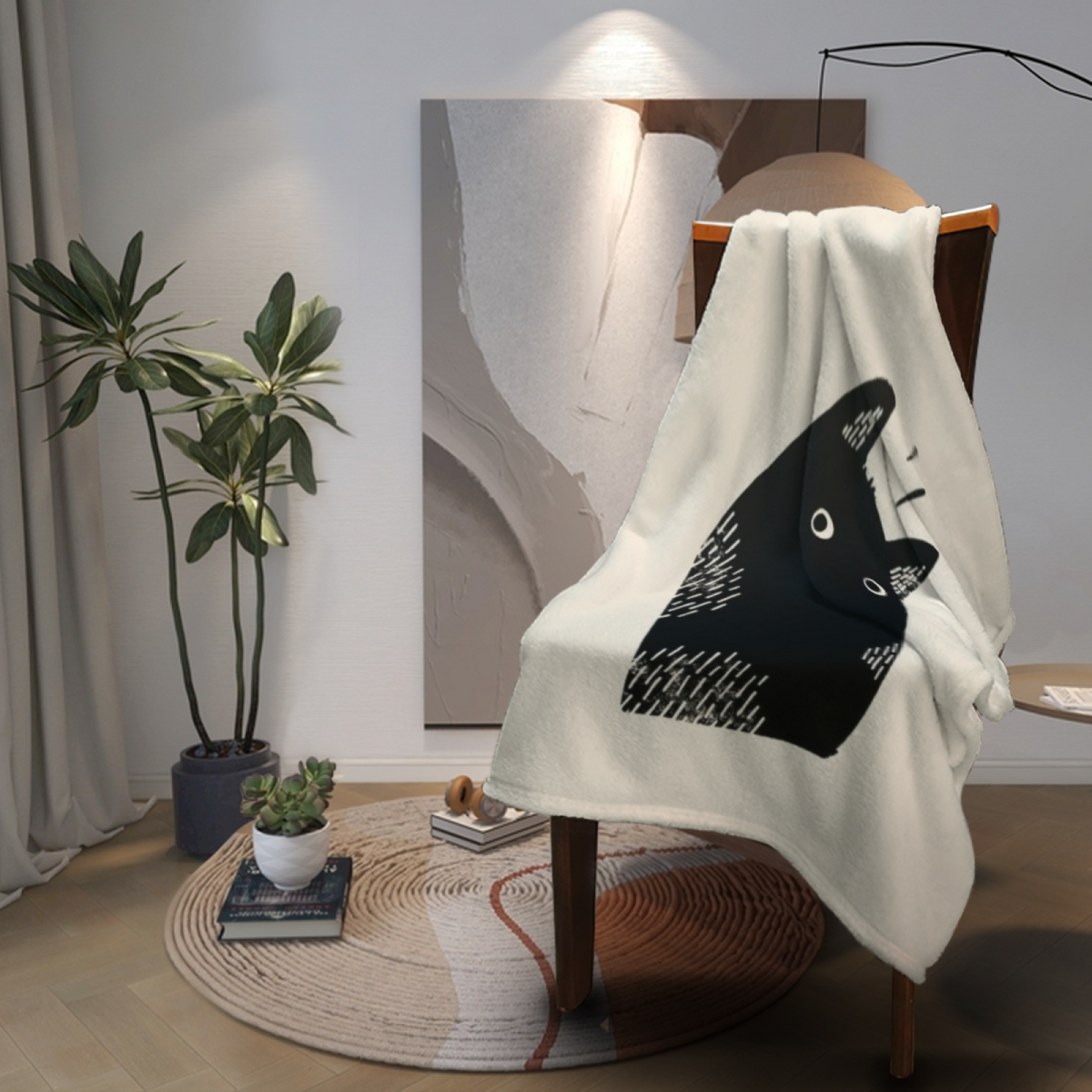 Opaline Hearth Soft Neutral Art Flannel Throw Blanket